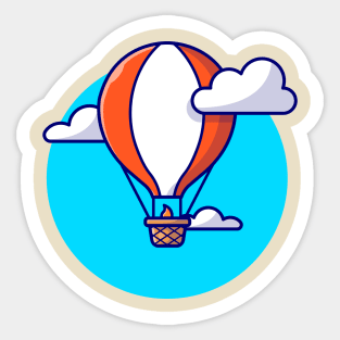 Hot Air Balloon Cartoon Vector Icon Illustration Sticker